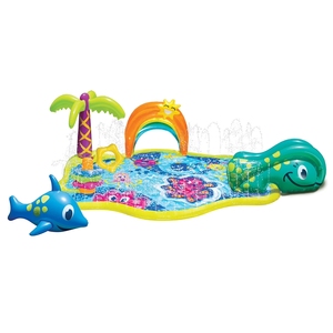 Alfombra de Juego Acuática Inflable con Animales Marinos para Niños, con Tobogán y Aspersor, Juguete para Piscina al Aire Libre para Niños Pequeños - Product Image 1