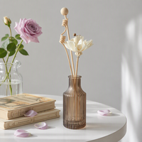 Bouteilles de diffuseur à roseaux en verre cylindriques cannelées verticales de luxe 60ml 100ml 150ml 250ml, emballage personnalisable, flacons de parfum vides
