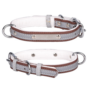 <span class=keywords><strong>Collar</strong></span> reflectante duradero y elegante para mascotas para perros pequeños y medianos, forro suave de estilo clásico, placa de nombre de acero inoxidable hecha de poliéster - Product Image 4