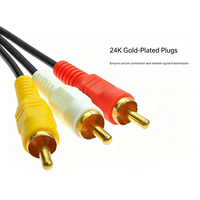 Câble composite AV 3 RCA mâle-mâle plaqué or 24 carats pour TV Box DVD 1,5m/3m/5m/10m/15m/20m