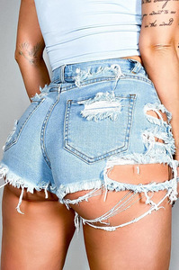 Novedades <span class=keywords><strong>2022</strong></span>: Shorts de mezclilla para mujer con agujeros, cremallera y bolsillos, estilo desgastado y rasgado, para verano - Product Image 3