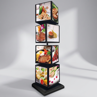 Boîte à lumière rotative à 4 couches et 4 faces, panneau publicitaire dynamique, panneau de menu LED en acrylique pour les magasins de fruits, les restaurants, les supermarchés, les cafés