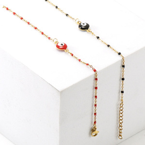 ZOGXIN Evil Eye <b>Bracelet</b> <b>Red</b> Stainless Steel 18K Titanium Steel Round Beads Women's Jewelry Gift - Product Image 2