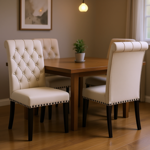 Set di 2 sedie laterali da pranzo Beige trapuntate - Product Image 2