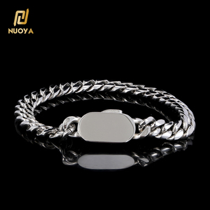 Gioielli Hip Hop NUOYA, <span class=keywords><strong>Bracciale</strong></span> a Catena Cubana in Acciaio Inossidabile Placcato Oro 18K, Personalizzabile con <span class=keywords><strong>Nome</strong></span> - Product Image 2