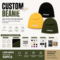 Gorro de invierno de punto sin dobladillo con logotipo personalizado bordado estilo urbano al por mayor, gorro sin ribete
