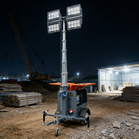 Tour d'éclairage mobile portable diesel de 7 m avec éclairage LED pour chantier de construction ou éclairage de jardin