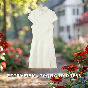 Vestido corto estilo chino con cuello mandarín y cierre de botones, ajustado y casual. - Product Image 2