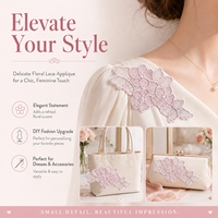 Patch en dentelle florale rose clair, applique brodée de fleurs et de feuilles pour robes, chemisiers, sacs, vêtements et décoration de mode DIY