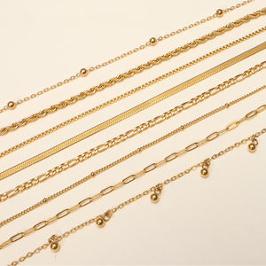 Pulseras de cadena de cuerda trenzada chapadas en <span class=keywords><strong>oro</strong></span> de 18K impermeables, pulsera de espiga de acero inoxidable a la moda para mujer, joyería para mujer - Product Image 5