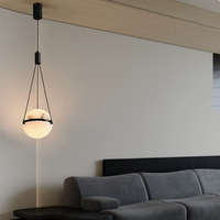 Luminaire suspendu moderne en globe d'albâtre, sphère en marbre naturel, lampe suspendue pour chambre à coucher, chevet, îlot de cuisine, décoration