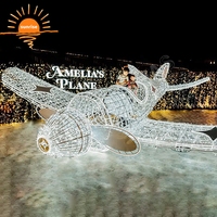 Décoration de Noël géante en forme d'avion à hélices LED pour affichage commercial, sculpture d'avion extérieure avec lumières