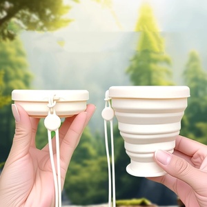 Vaso Plegable de Viaje de 200 ml, Silicona de Grado Alimenticio, Resistente a Altas Temperaturas, para Campamento al Aire Libre, Retráctil - Product Image 1