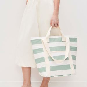 Sac isotherme réutilisable en nylon, léger, durable, résistant à l'eau, avec motif rayé personnalisé, écologique et adapté aux aliments - Product Image 2