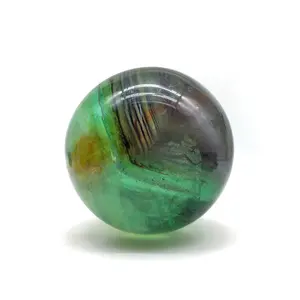 Bola de fluorite para decoração, cristais verdes naturais de fluorite para cura de energia
