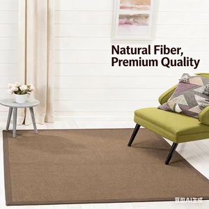 Tappeto in Sisal Naturale all'Ingrosso, Tappeto in Juta con Bordo in Cotone, Antiscivolo, a Pelo Riccio, Spesso, Moderno, per <span class=keywords><strong>Soggiorno</strong></span>, Adatto agli Animali Domestici - Product Image 2