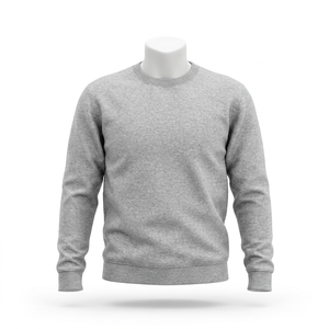 Pull en tricot gris à col rond pour homme, coupe classique, couleur unie, décontracté - Product Image 1