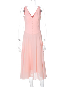 FS11175A abbigliamento all'ingrosso da donna vestito rosa Midi Casual - Product Image 6