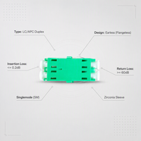 Singlemode 9/125 LC-LC APC Duplex Flangeless Fiber Coupler Hijau Female to Female Optical Adapter untuk FTTH Data Center