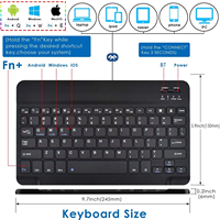 VONN Keyboard dan Mouse Mini, ergonomis ABS 78 tombol 2.4GHz BT nirkabel Kombo untuk kantor Laptop Ipad