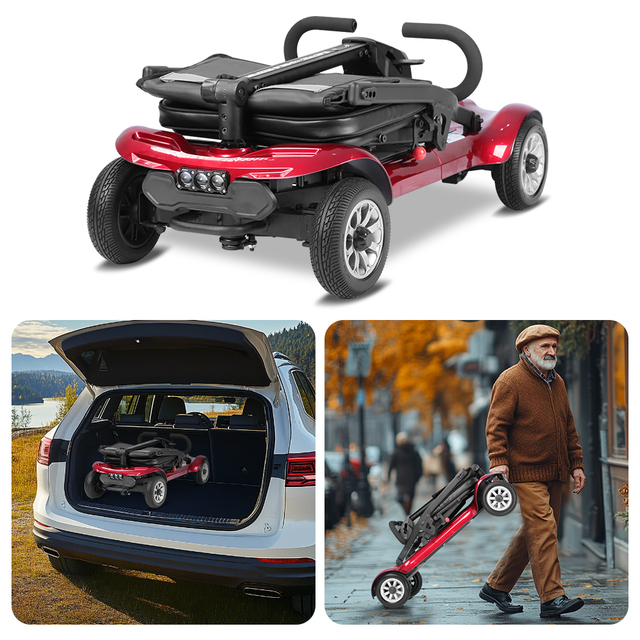Travel-Friendly 18KG Mobility Scooter 985, Easy Dragging After Folded 4 Wheel Electric Scooter for Different Road Types