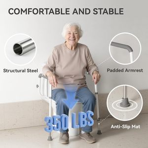 Barres de sécurité et poignées réglables <span class=keywords><strong>pour</strong></span> toilettes, <span class=keywords><strong>pour</strong></span> <span class=keywords><strong>personnes</strong></span> handicapées, âgées, seniors, barres de soutien <span class=keywords><strong>pour</strong></span> salle de bain avec poignées - Product Image 2