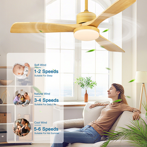 Ventilateur de plafond moderne à LED avec moteur DC de 52 pouces, 6 vitesses, commande intelligente, 3 pales, lumière intégrée, télécommande, chambre à coucher, CRI élevé 95 - Product Image 1