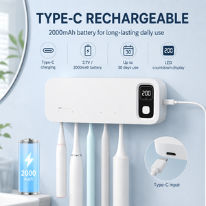 ที่วางแปรงสีฟันฆ่าเชื้อ UVC แบบติดผนัง 5 ช่อง พร้อมแบตเตอรี่แบบชาร์จได้ 2000mAh สำหรับใช้ในห้องน้ำในบ้าน - Product Image 4