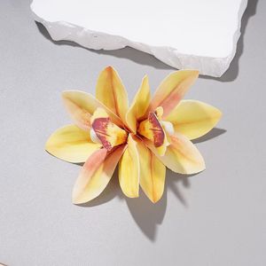 Pince à cheveux multicolore en forme d'orchidée Cymbidium artificielle, grande épingle florale pour coiffures de plage et Hanfu, accessoires capillaires pour femmes - Product Image 3