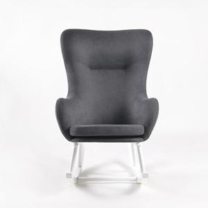 Modern Wood <b>Nursery</b> Rocking Chair with High Headrest & Fleece Teddy Seat Upholstered Armrest for Living Room & Bedroom - Product Image 1