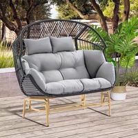 Fauteuil œuf moderne d'extérieur en rotin, chaise panier en rotin pour patio, balcon, jardin, fauteuil de relaxation en forme de goutte d'eau, canapé individuel avec coussin épais