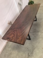 Prix d'usine, meubles en bois sur mesure, plateau de table en bois massif, bord naturel, plateau de table à manger en bois massif