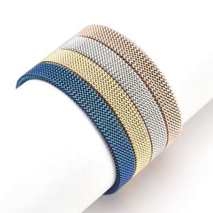 Bracciale primavera VEROMCA placcato oro nero maglia elasticizzata Design gioielli bracciale in acciaio inox da uomo - Product Image 2