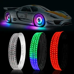 2022 New pure white wheel rings lights Rgb App Controlled Led Rim Light For Car