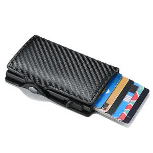 Business Credit Card Holder Minimalist Wallet Metal RFID Aluminium Carbon Leather Travel Cardholder