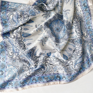 Vintage French Paisley Pattern Satin <b>Scarf</b> for Elegant Outfit Matching - Product Image 3