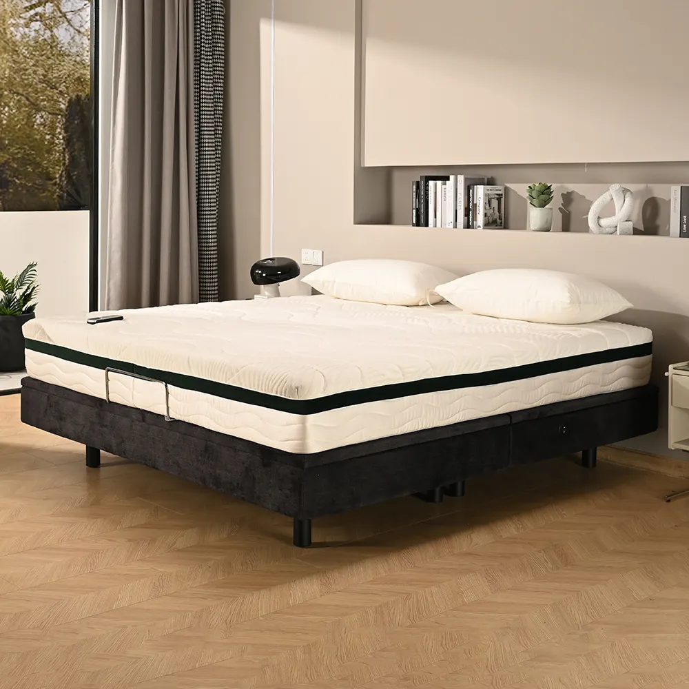 Tecforcare USA warehouse electric adjustable bed with massage modern foldable bed king size queen size metal bed frame