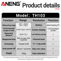 Termómetro Láser Infrarrojo Digital ANENG TH103, Medidor de Temperatura Industrial, Instrumento de Medición