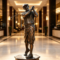Statuette de golfeur antique en bronze coulée à la main, taille et patine personnalisées, décoration extérieure pour club de golf, sculpture en bronze