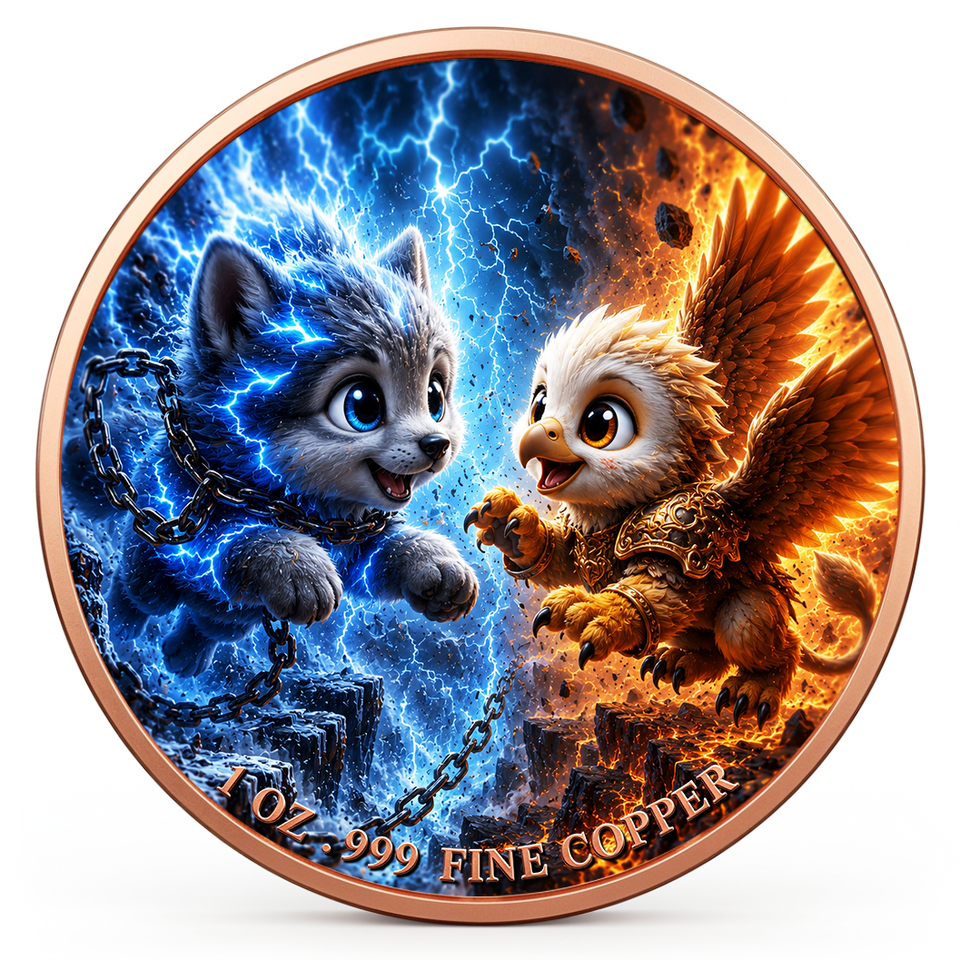 1 oz 999 Pure Copper Coin Mythi Collectible Baby Duel Series Colored ...