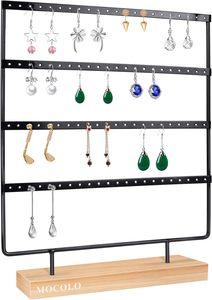 88 Holes & 4 Layers Modern Anti-Tarnish Metal Shelves Earring Organizer <b>Display</b> Holder Stand for Hanging Earrings - Product Image 3