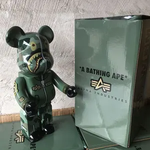 Ready to ship Bearbrick 400% Aviator Shark Bape The Joints Rattle Kow Companion Toy Figures Of Home Decoration