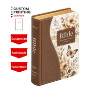 Bible grand format à couverture rigide en cuir PU, impression couleur personnalisée, logo sur mesure, vente en gros, fabrication en vrac