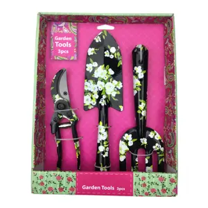 Pretty Iron Lady's Floral Printed Tools 3 Pcs Gardening Hand Tool Gift Sets Garden Tool Sets