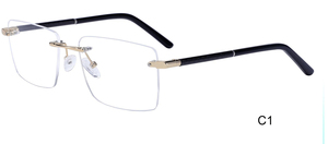 แว่นตาไร้ขอบสีทองสำหรับนักธุรกิจชายบานพับสปริงแบบโมโนขนาด58มม. โลโก้ลูกค้า - Product Image 4