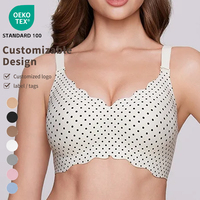 Bra Push-Up Nirkabel Tipis Seri Polka Dot Tali Dapat Diubah Tanpa Jahitan Nyaman untuk Ukuran Eropa Amerika Terlaris