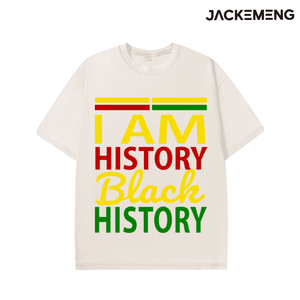 T-shirt Oversize in Cotone Lavato con Stampa 'I Am Black History', Abbigliamento Casual Retrò, Maglietta per Uso Quotidiano, Magazzino USA, Vendita all'Ingrosso - Product Image 3