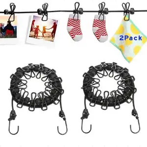 1.8m Portable Clothesline With 12 Clips Windproof Retractable Rack Clip Hangers Clothes Line Travel Supplies