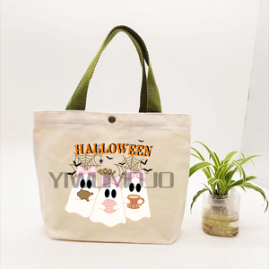 Borsa da donna personalizzata con motivo a tre fantasmi per Halloween, dolcetto o scherzetto senza caramelle, borsa per <span class=keywords><strong>il</strong></span> <span class=keywords><strong>trucco</strong></span> - Product Image 1