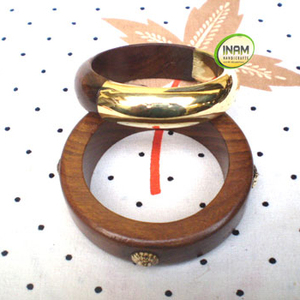 Antique Beautiful and Designer Handmade Wooden Bangles with brass inlay work - Product Image 1